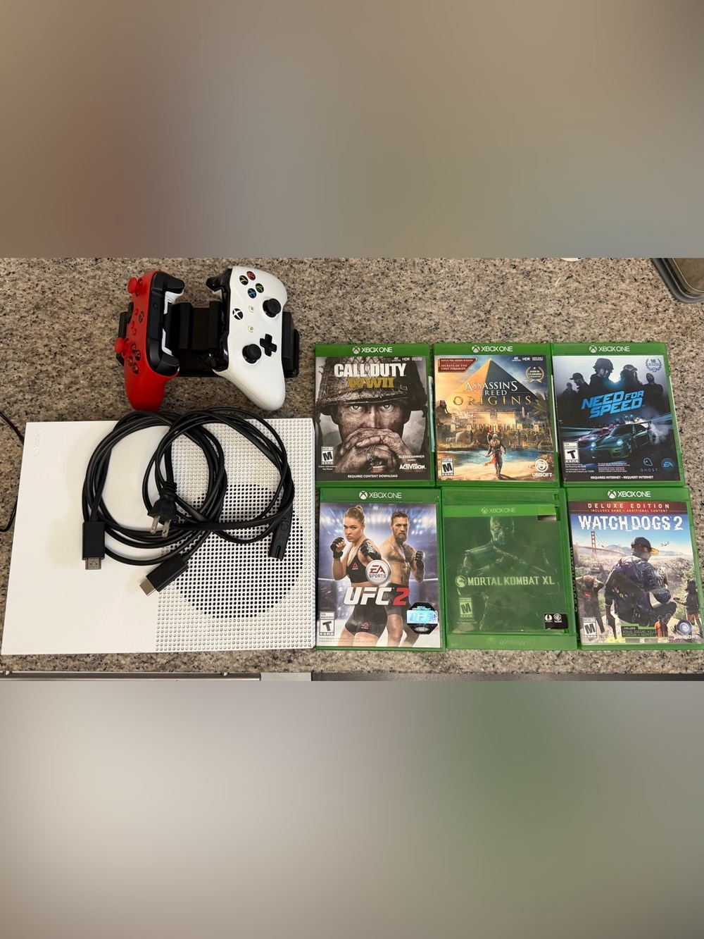 Xbox One S White Console Bundle with Controllers and Games
